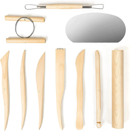 10 Pieces Wood Pottery Clay Tool Set