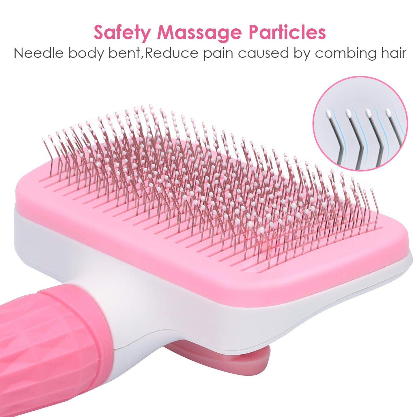 Self-cleaning pet brush, removes undercoat, pink