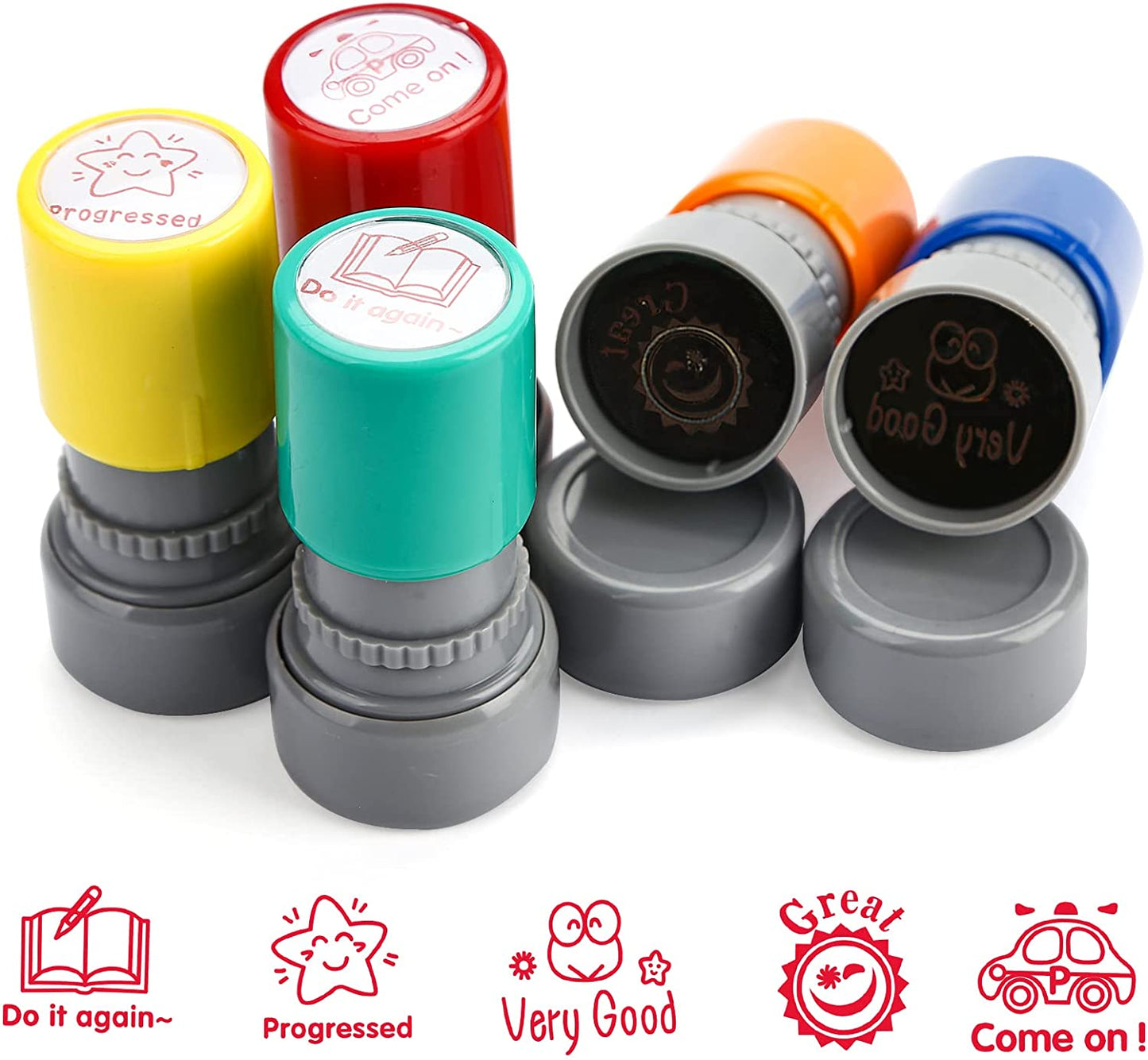 5 pcs of stamps for for school, self-inking rubber stamps