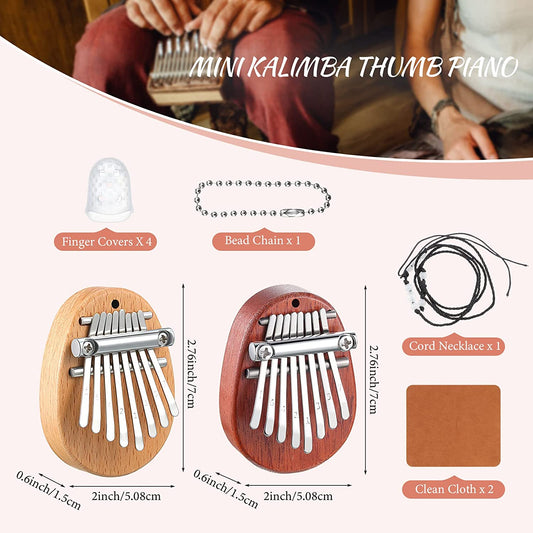 10-piece 8-key mini kalimba kit (wood, oval)