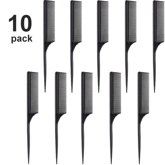 10 piece heat resistant carbon rat tail comb