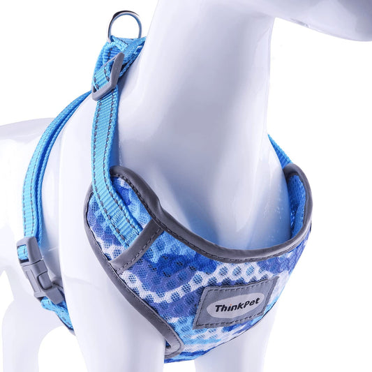 Reflective Pet Vent Harness - Color: Camouflage Blue (M)