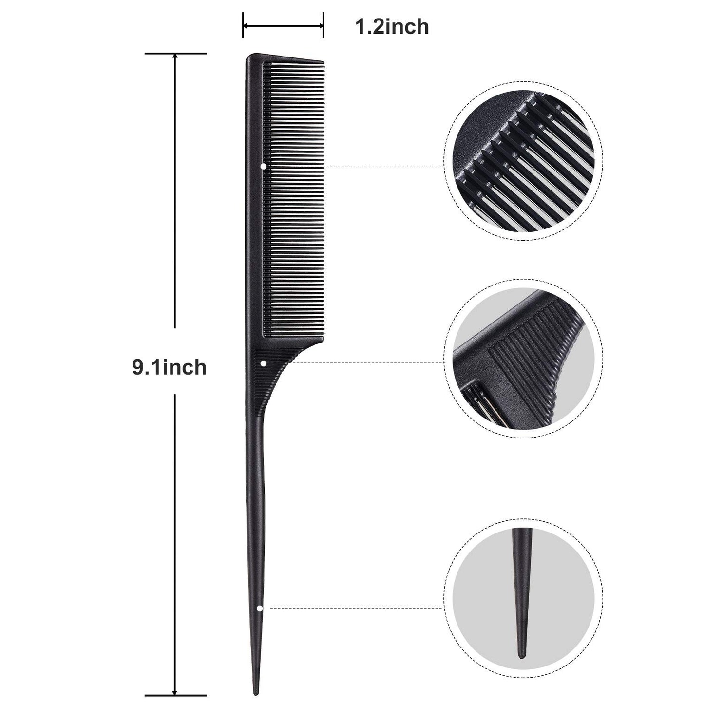 10 piece heat resistant carbon rat tail comb