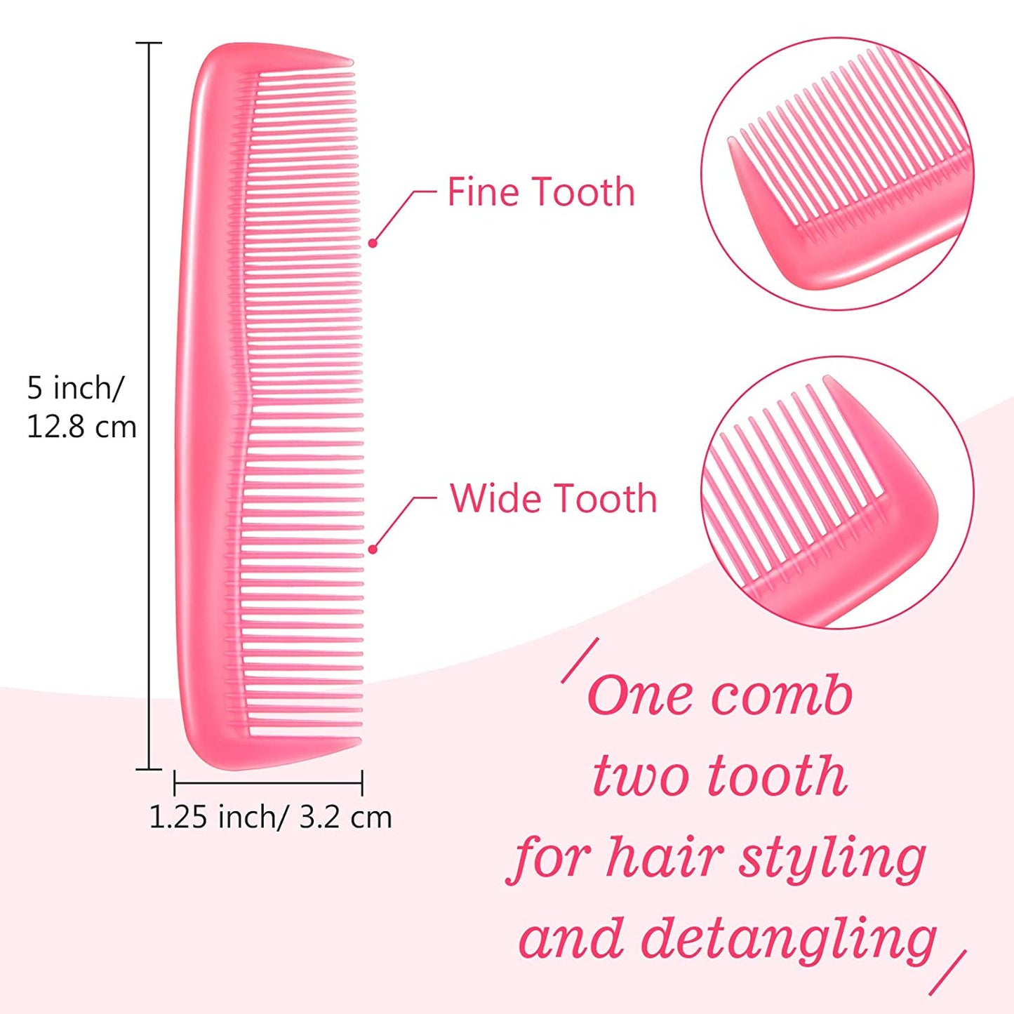 12 piece fine hair combs set (pink)