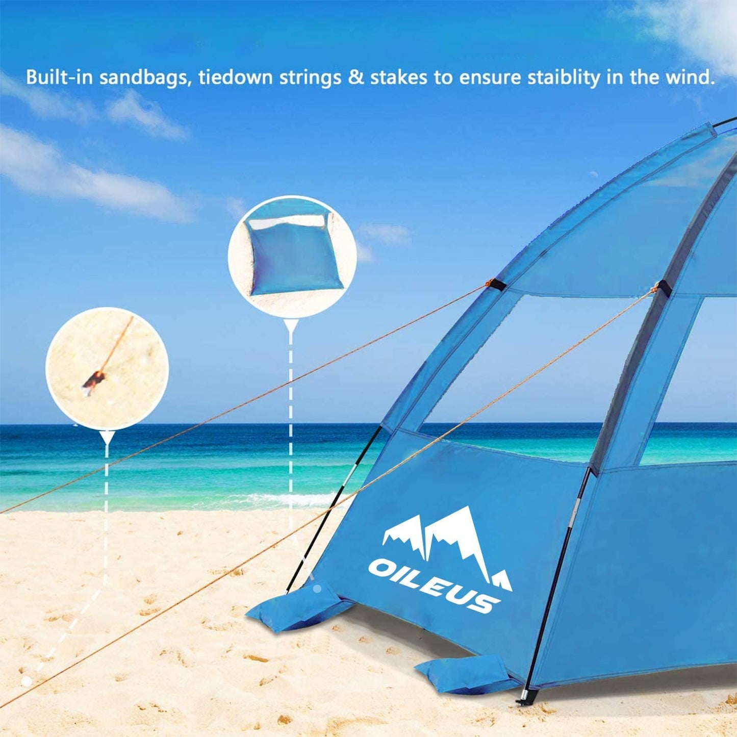 Portable camping tent for 2 or 3 people, Blue