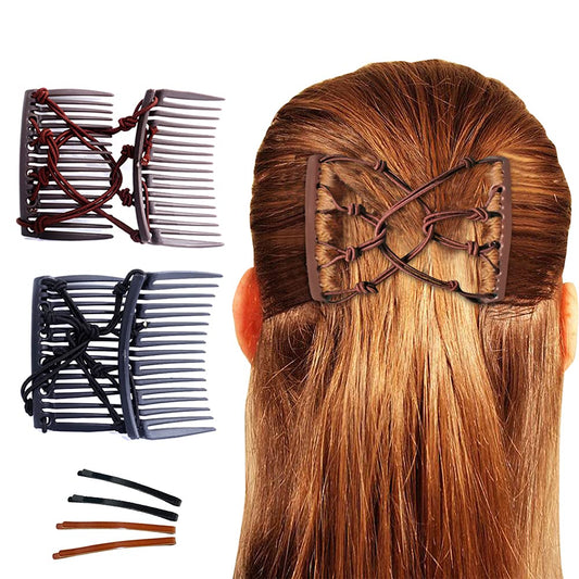 2 changeable hair clips and 4 hair clips (black and brown)