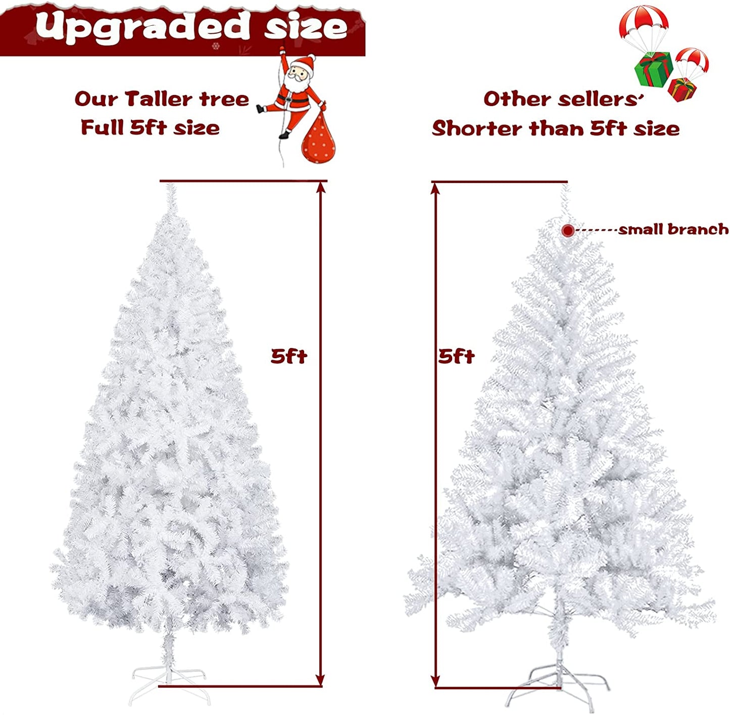 5ft Unlit White Artificial Christmas Pine