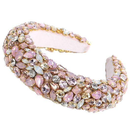 Bohemian baroque headband with rhinestones, soft velvet, (New)