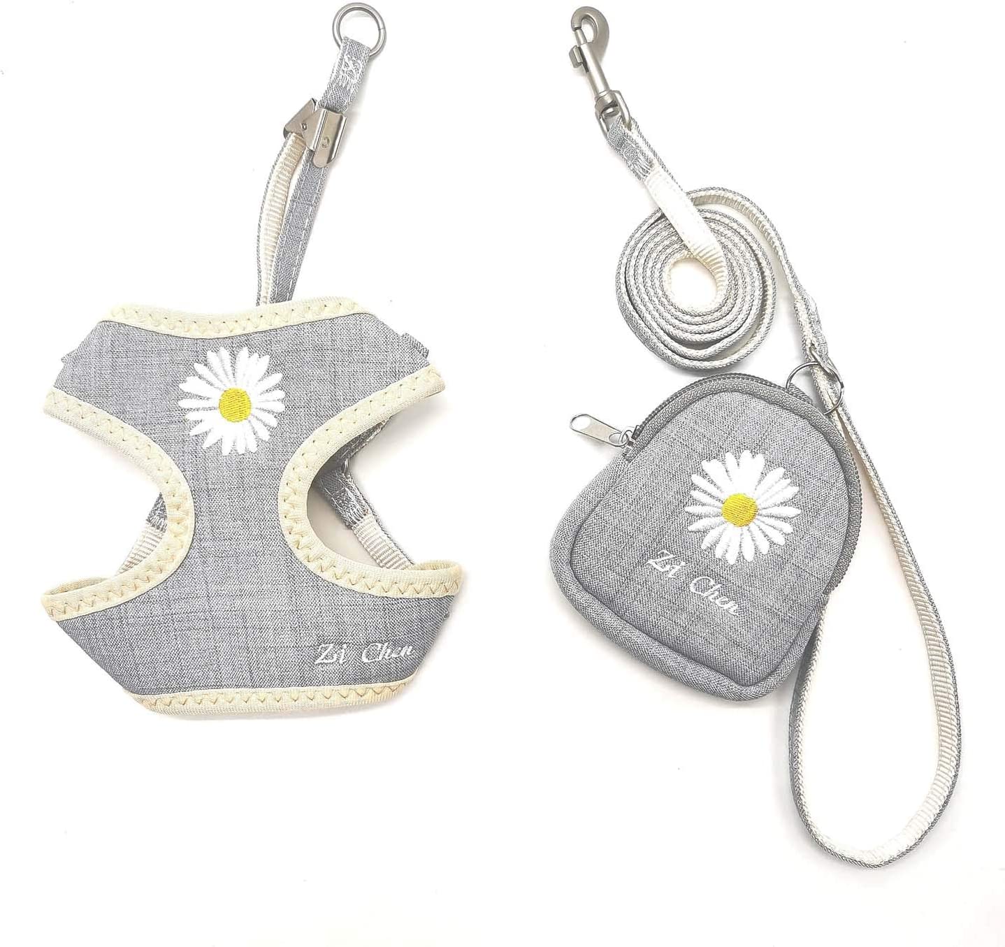 Pet vest with leash, Grey (Size: S)