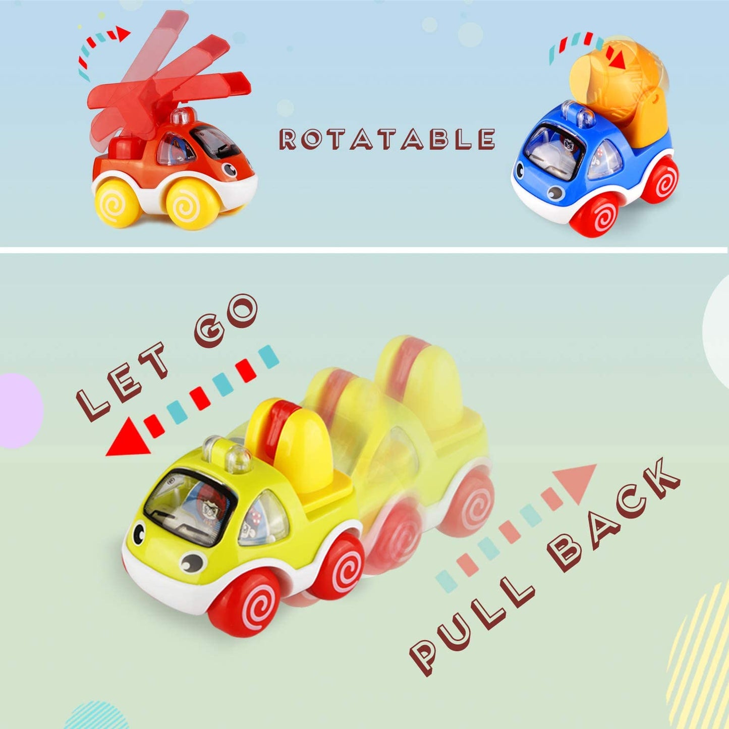 Baby toy car, 6 pieces, multicolored