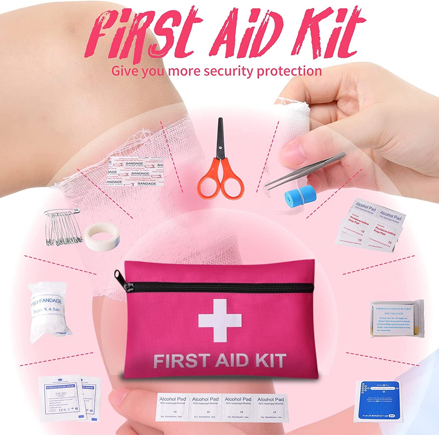 Pink Car Emergency Kit (15 Pieces)