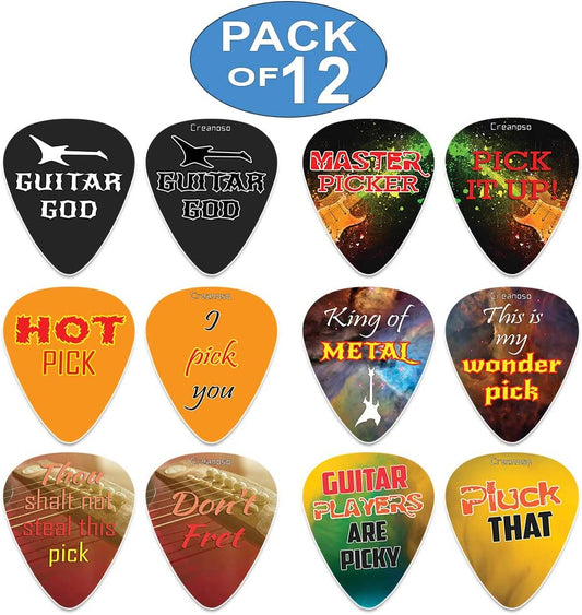 Guitar Picks with Funny Sayings (Pack of 12)