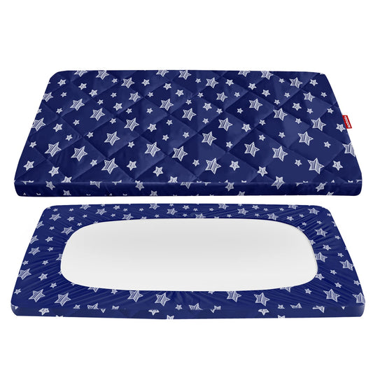 Mattress cover for baby 39 x 27 x 5 inches, Color (Navy star)