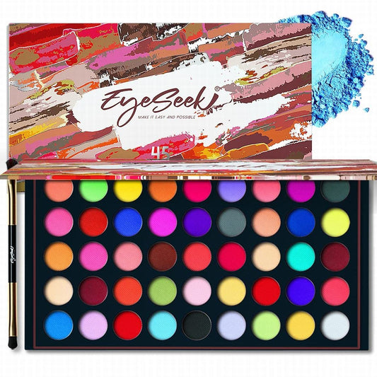 45 Shimmering Shades Neon Rainbow Eye Makeup Palette Sets