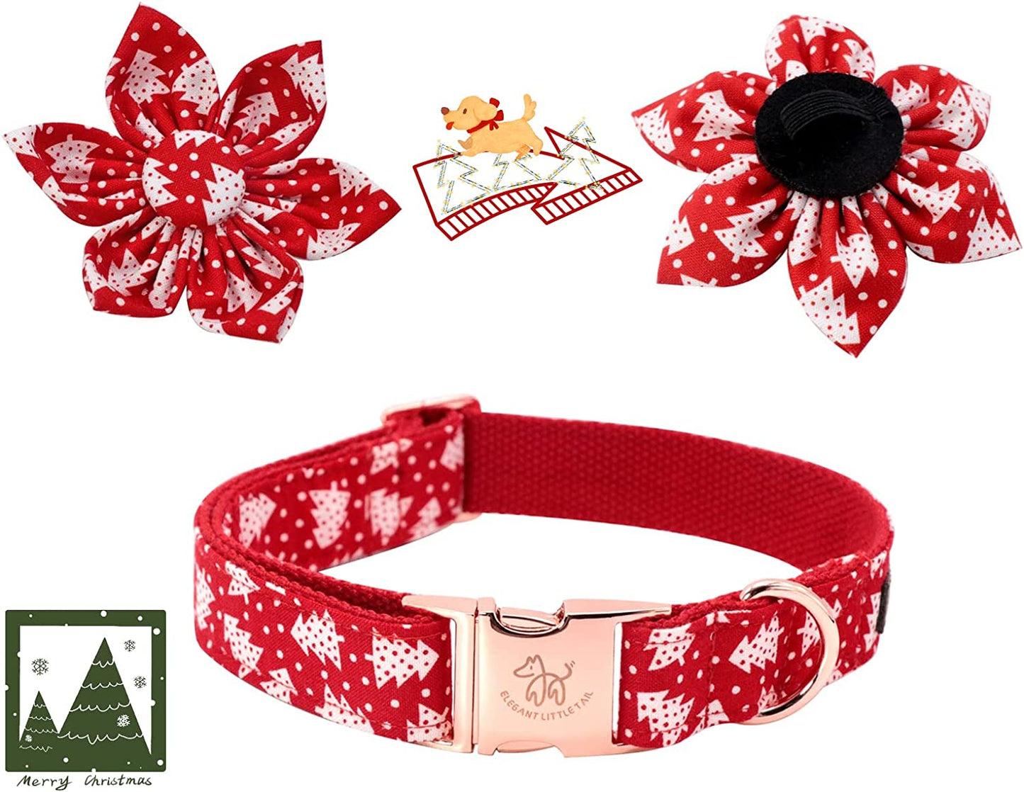 Flower pet collar, adjustable, small, Color: Christmas Tree