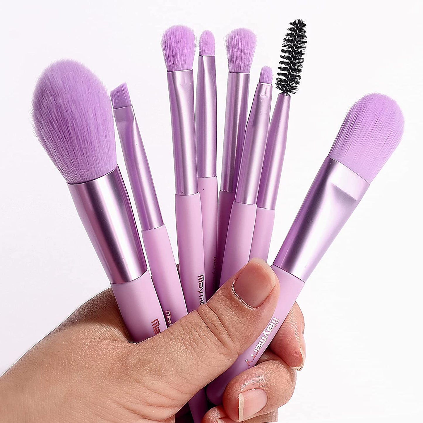 kit of 8 pink makeup brushes