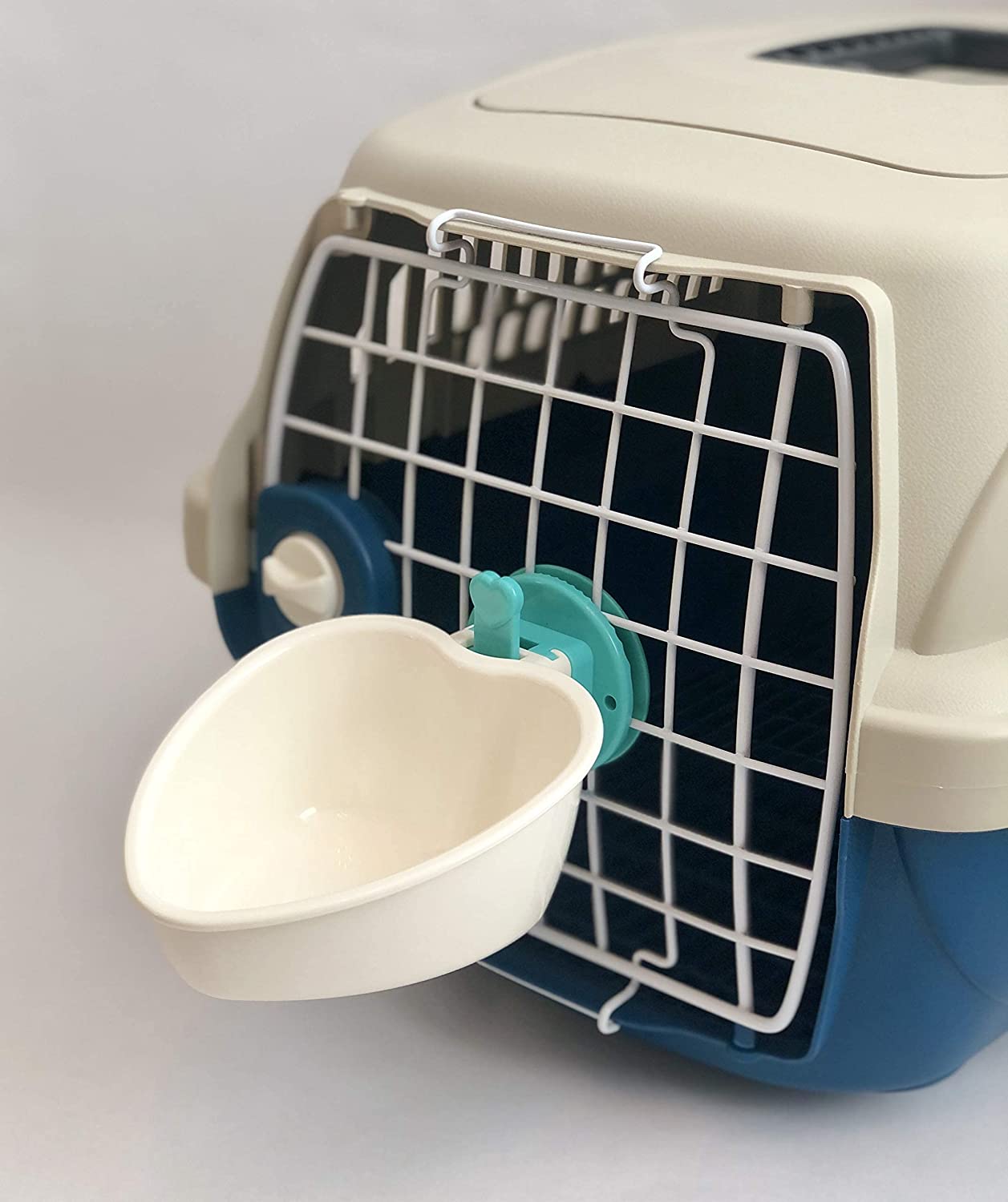 Water and food Dish for  small pets,aqua color