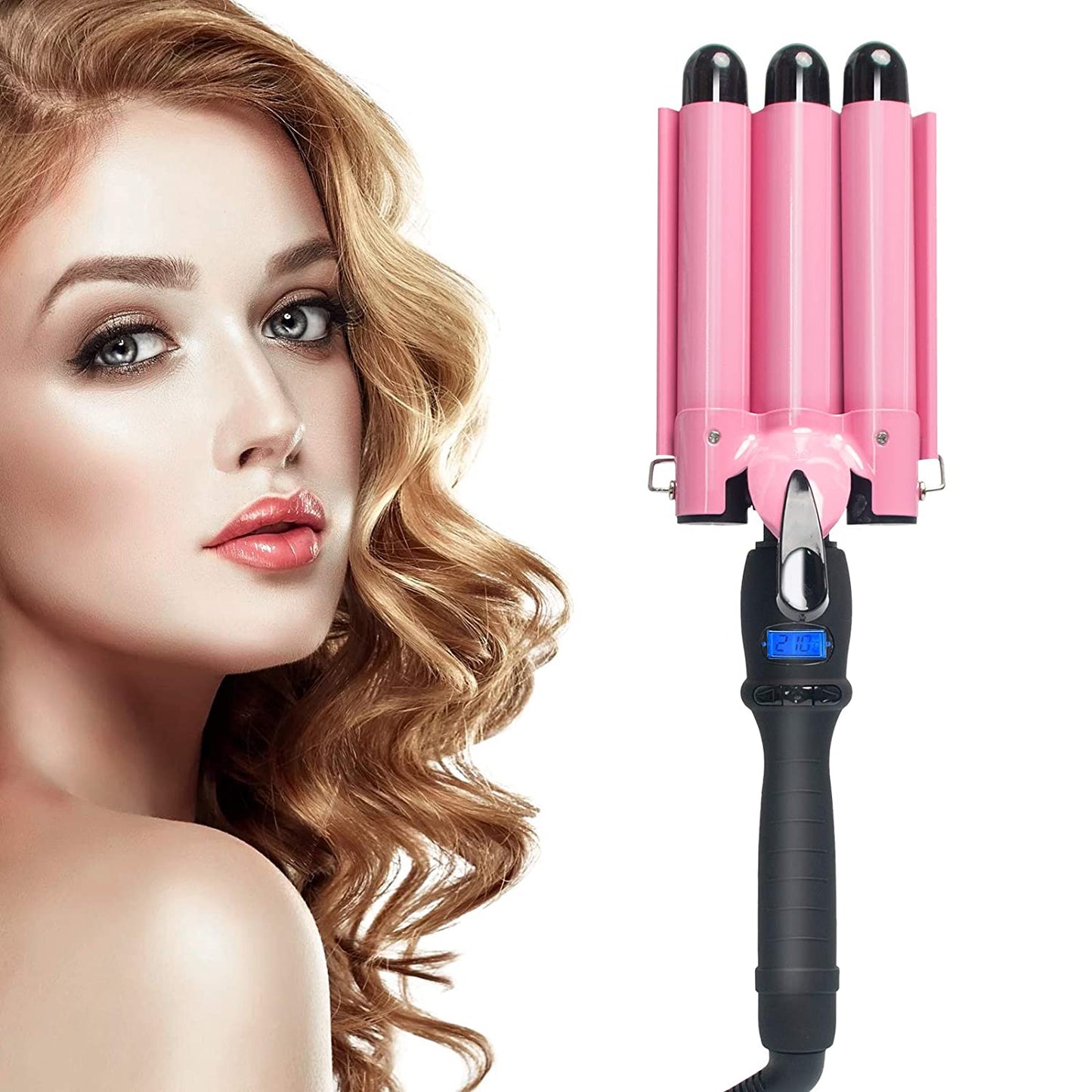 1 Inch Hair Curler with Adjustable Temperature, Pink