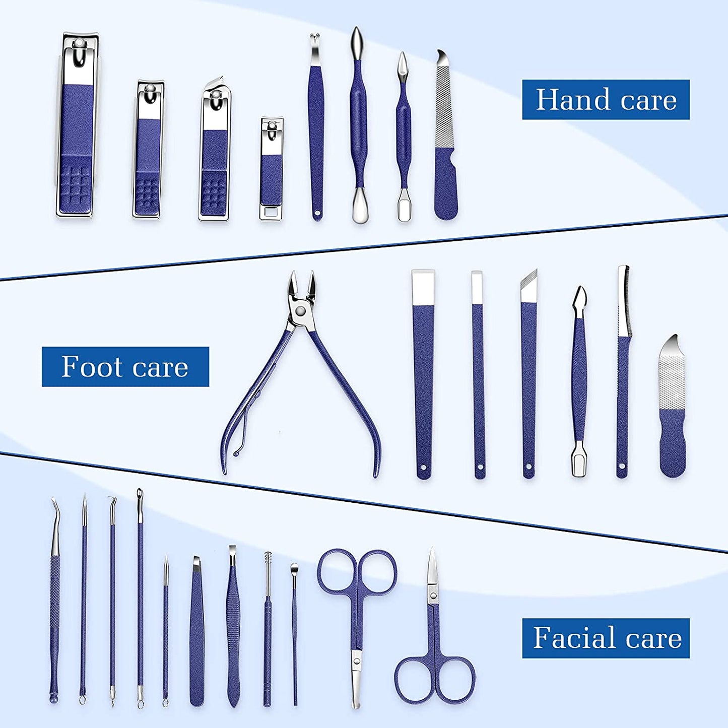 26 Piece Stainless Steel Manicure Set (Blue)