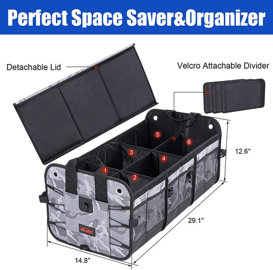 Trunk Organizer, Foldable, 6 Compartments (Color: Camouflage)