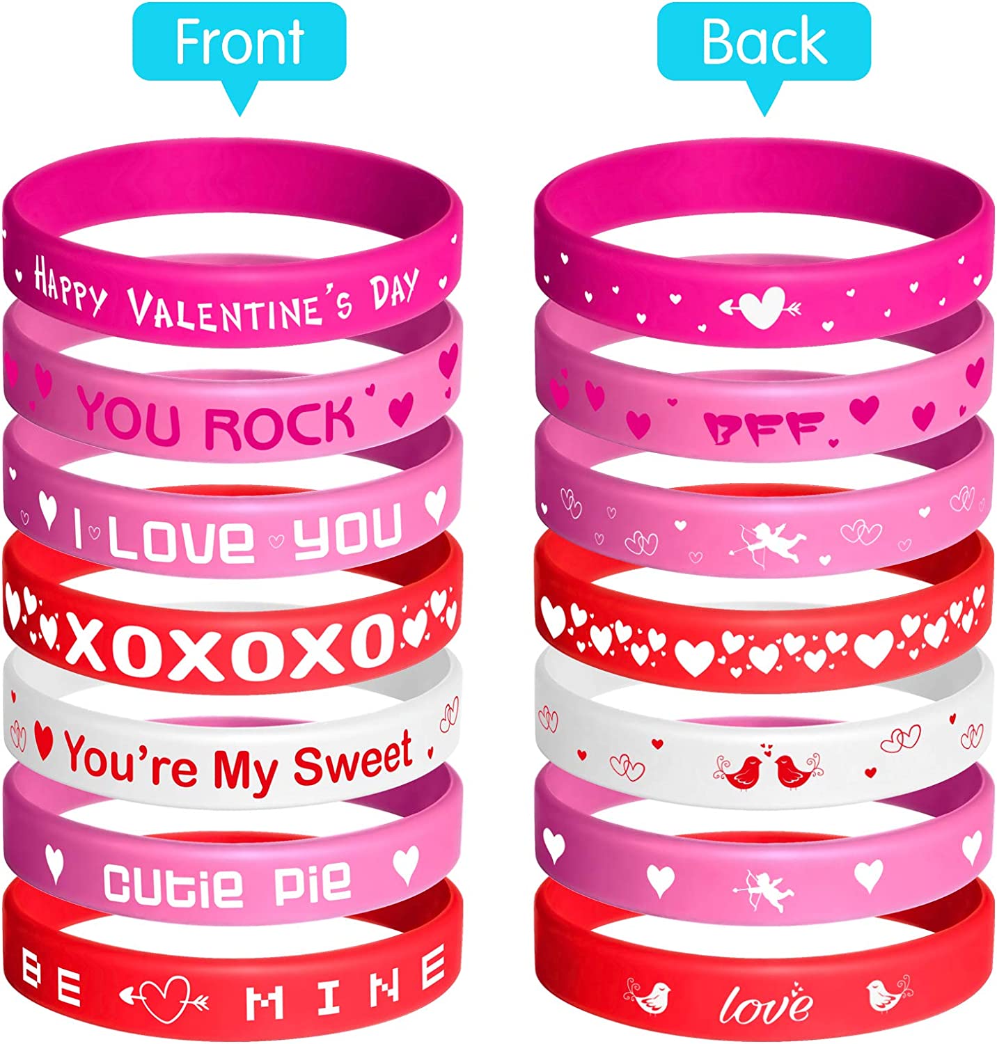 35 Pieces Valentine's Day Rubber Bracelet