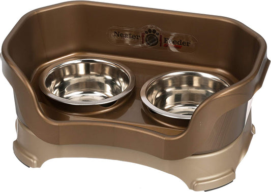 Deluxe pet feeder, non-slip (bronze)