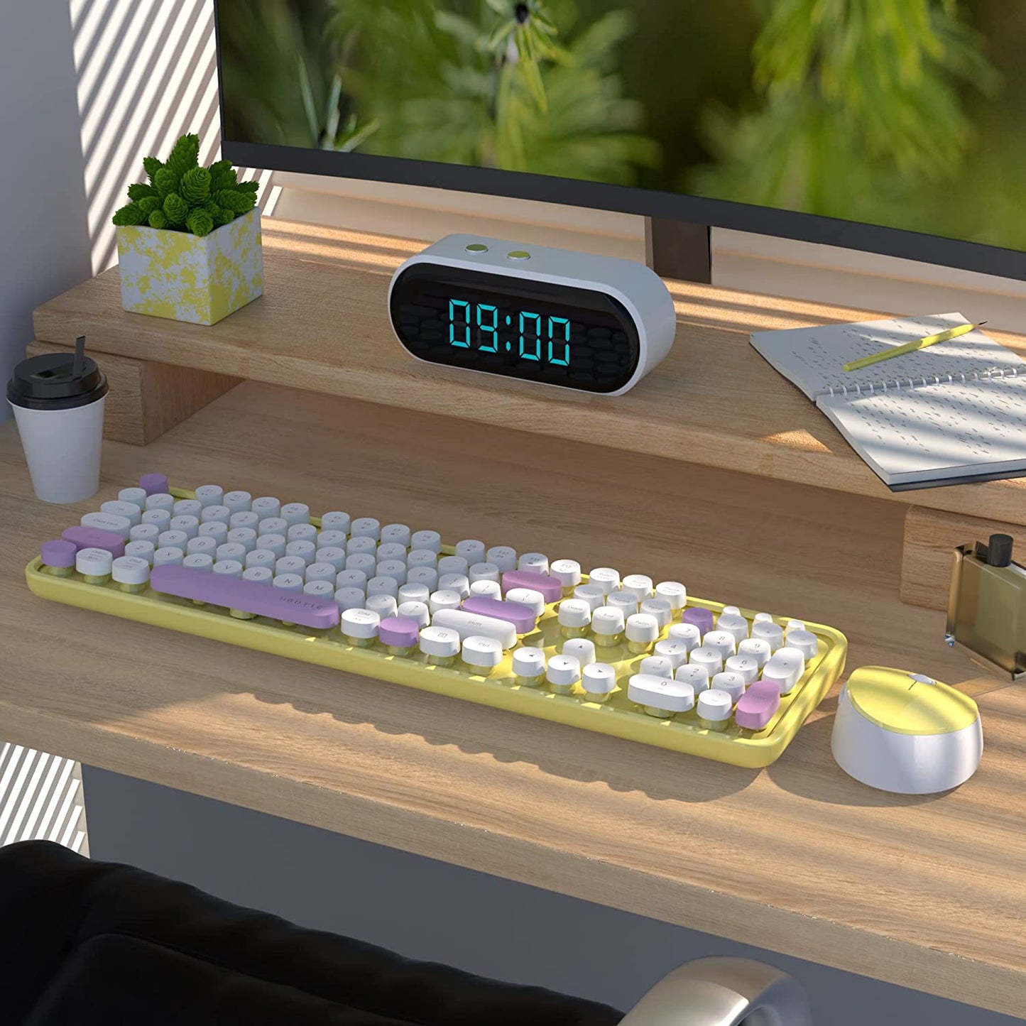 Colorful Wireless Computer Keyboard, (Yellow-Purple)