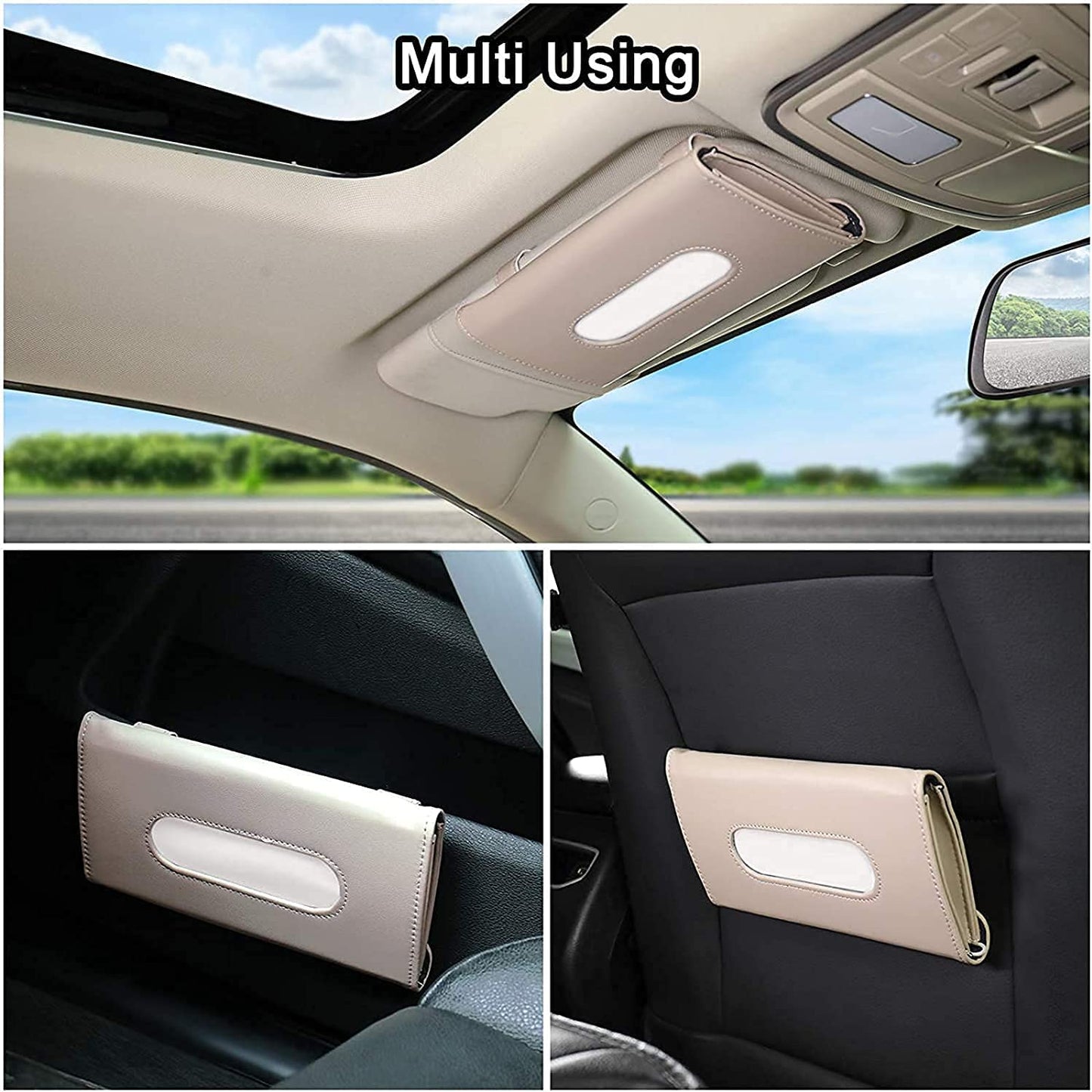 Car tissue holder for sun visor, (Color: beige 2 pcs)