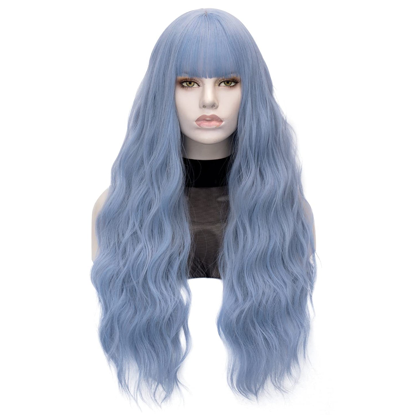 Long Blue fringe wig