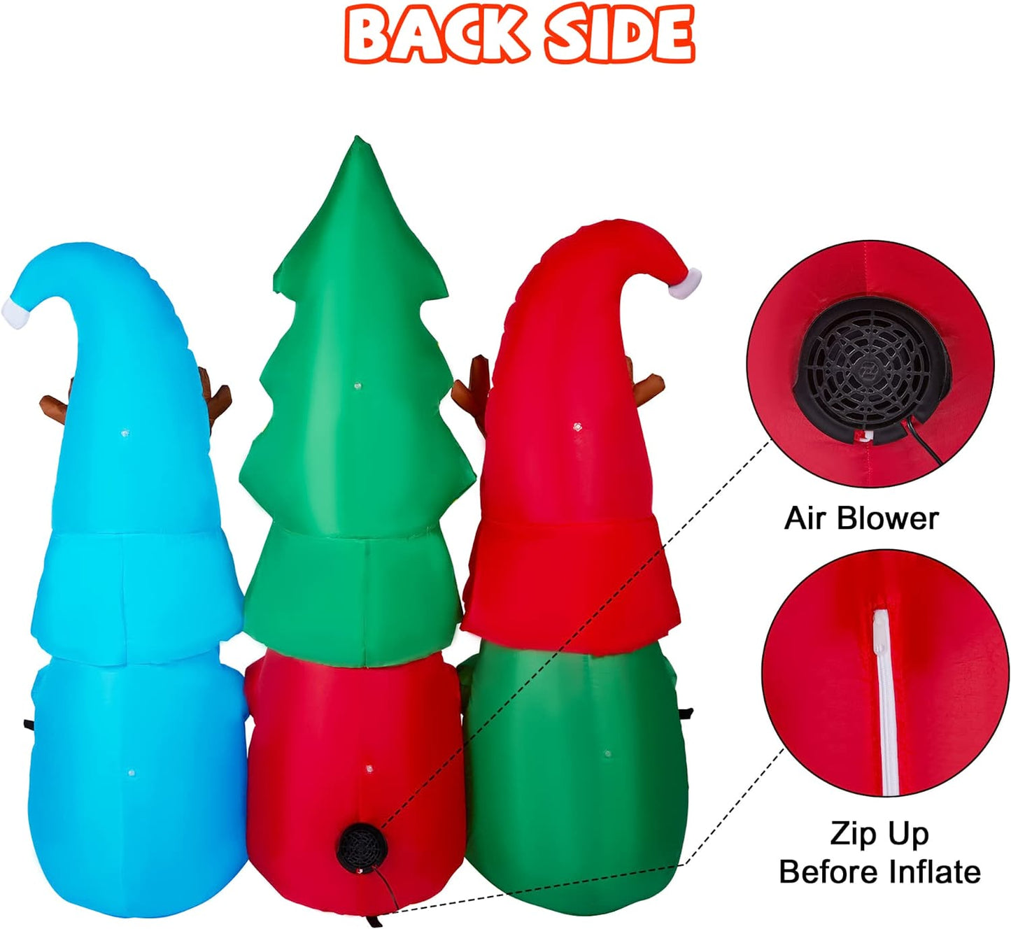 5.3ft Tall Christmas Gnome Inflatables with LEDs