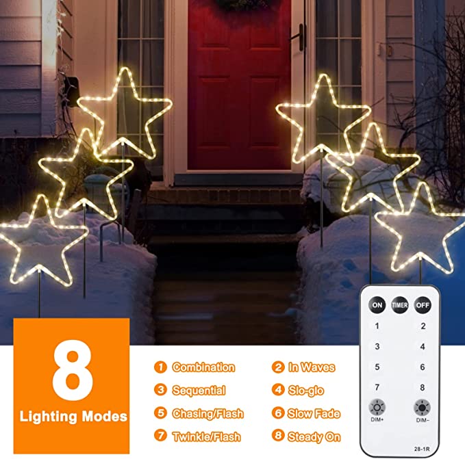 Outdoor Christmas Pathway Lights Markers, 15.4ft with 186 LEDs