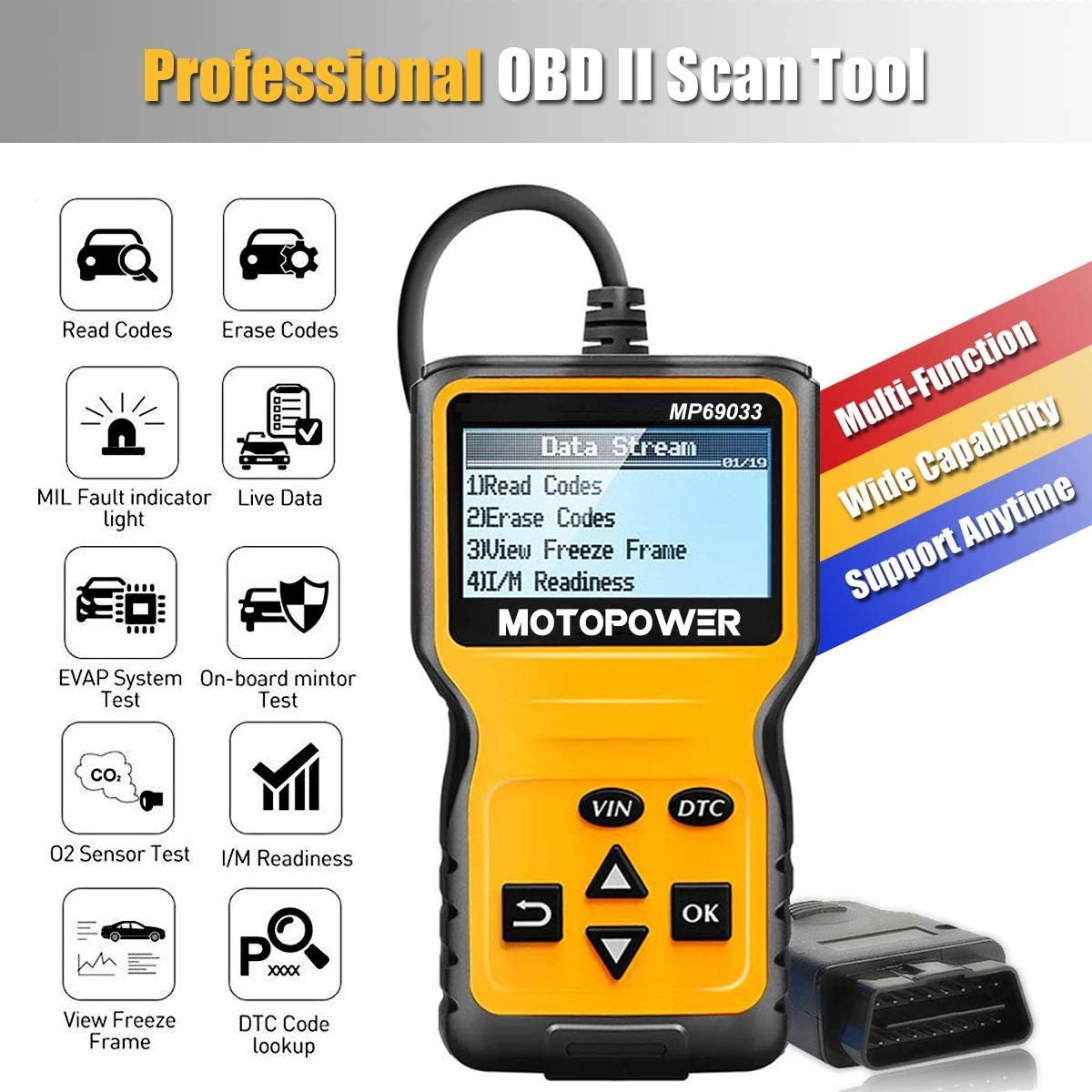 Engine Fault Code Reader, Yellow