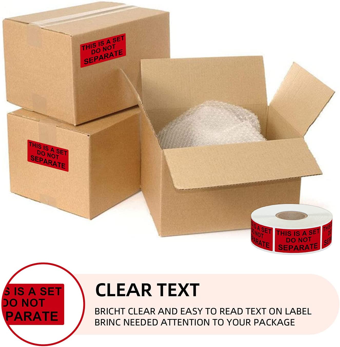 1" x 2" Red Packaging Labels (2 Rolls, 1000 Labels)