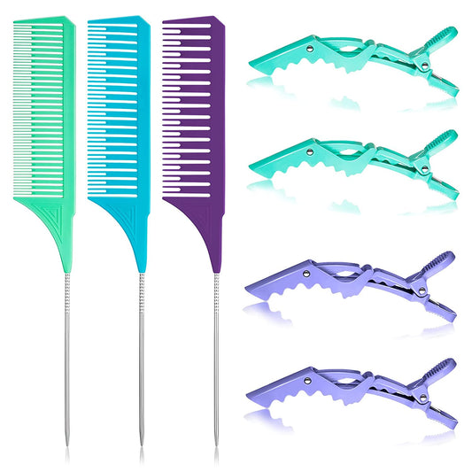 3-piece highlighter combs with 4 alligator clips(multiColor)