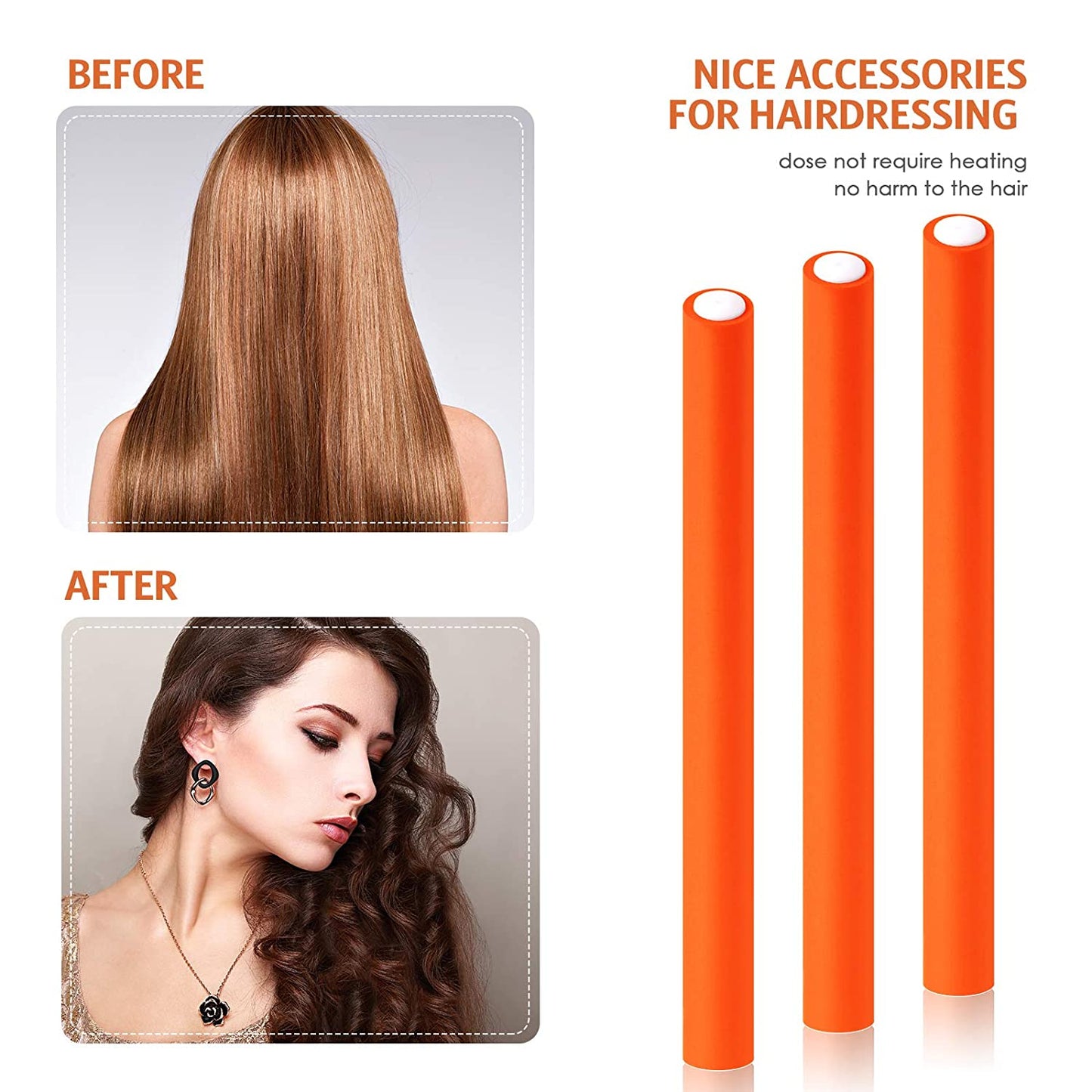 30 x Flexible Twist Foam Hair Curling Rods color:orange