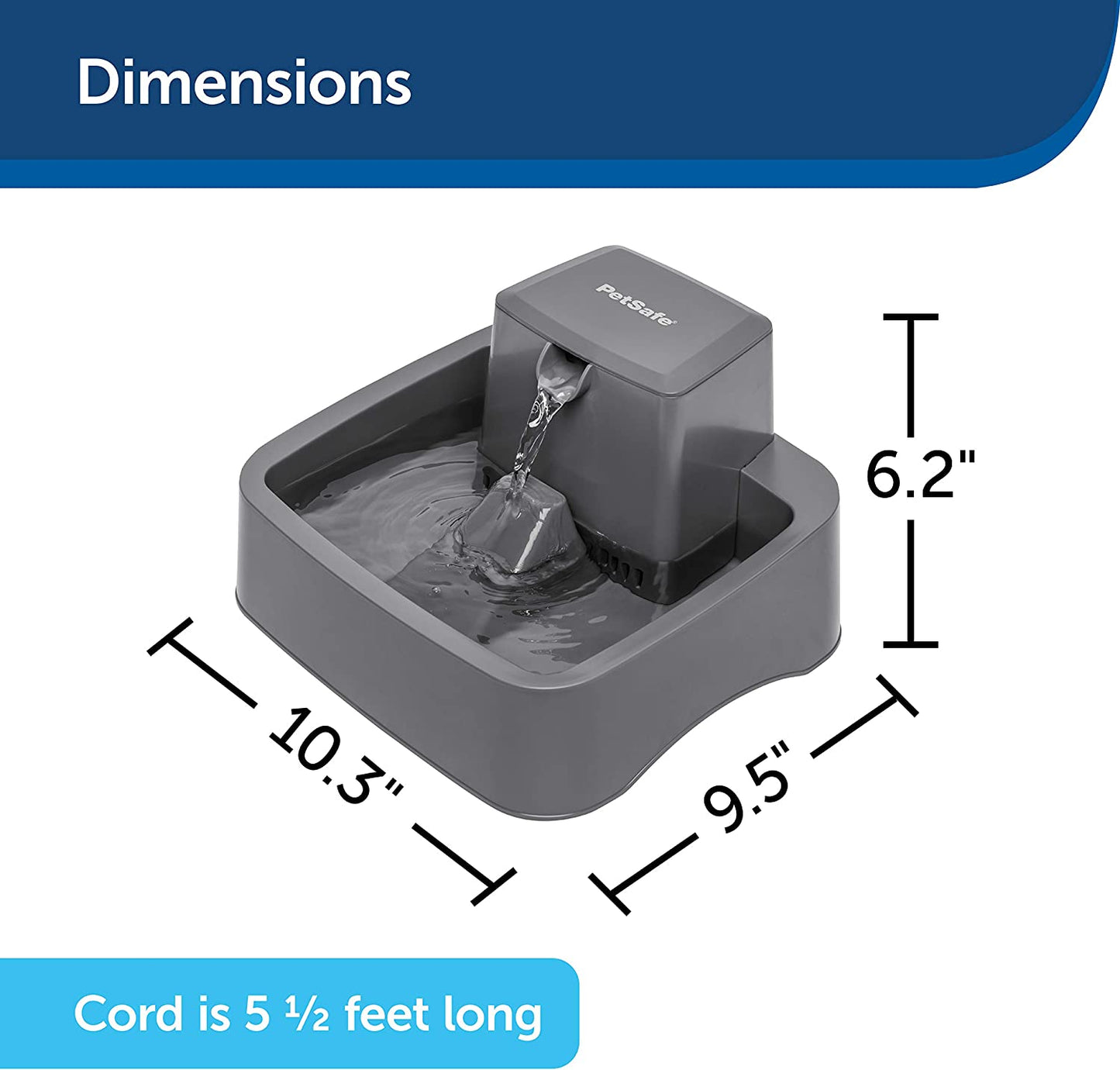 1/2, 1, or 2 Gallon Pet Fountains - Best for Cats and Dogs