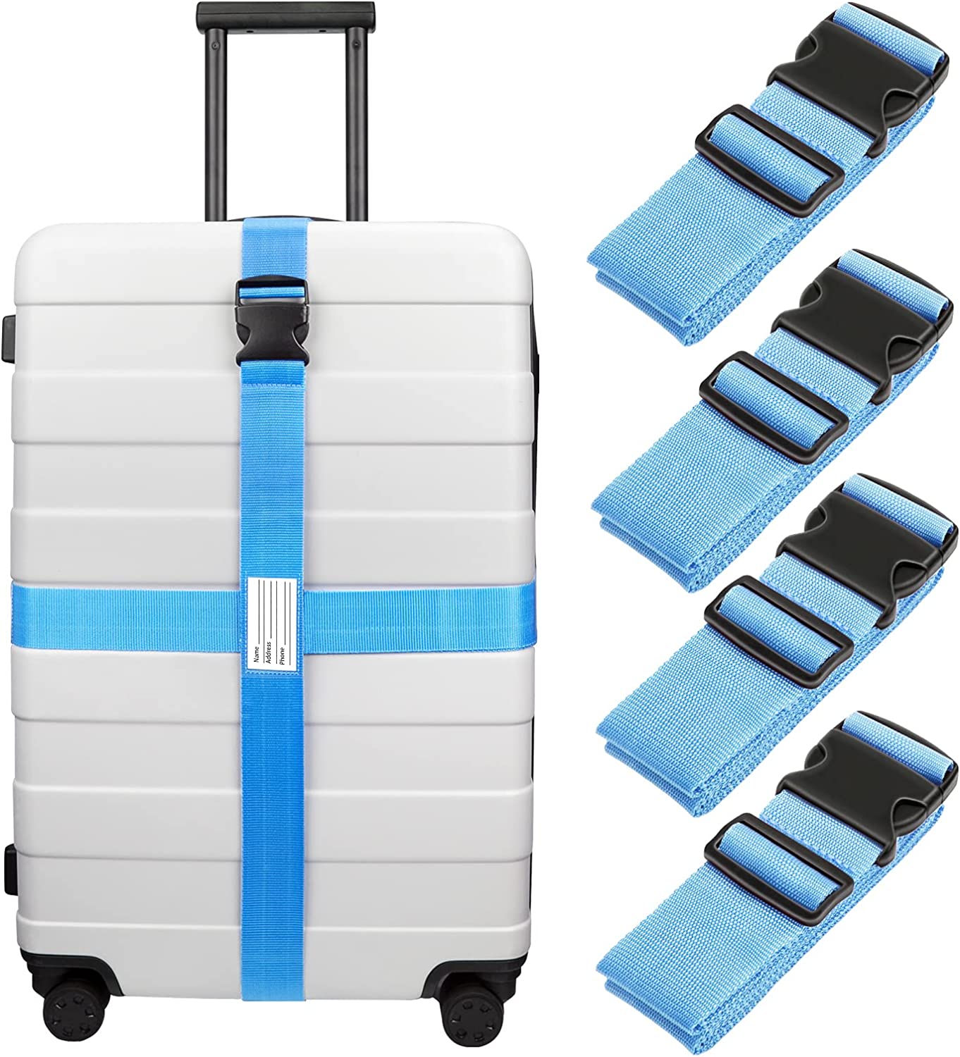 Luggage straps, 1.96 x 6.56 inches, (Blue)