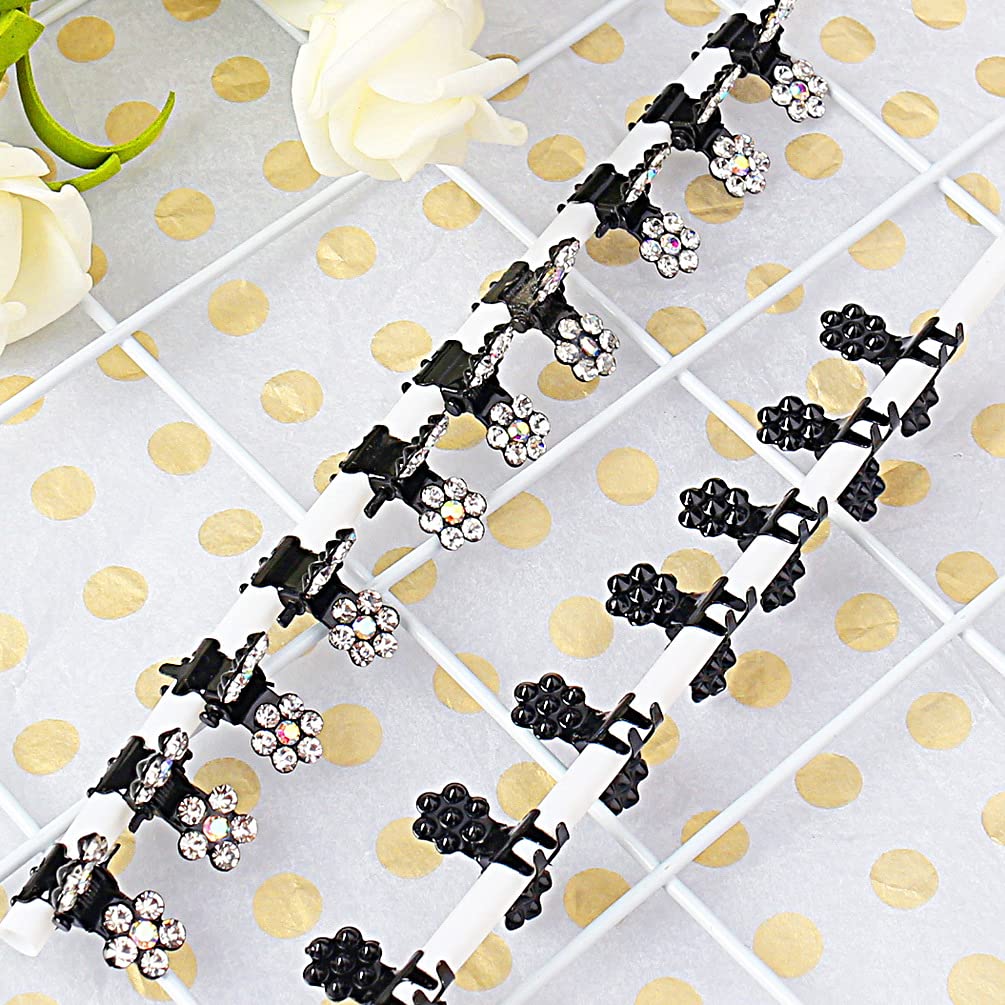 36 mini crystal hair clips (white)