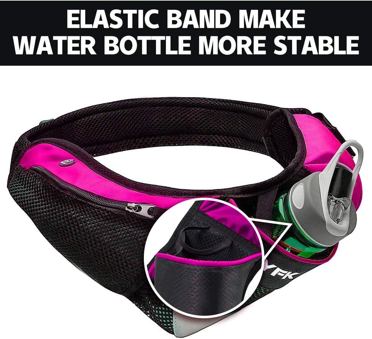 Waist bag with reflective water bottle holder, Upgrade Rose