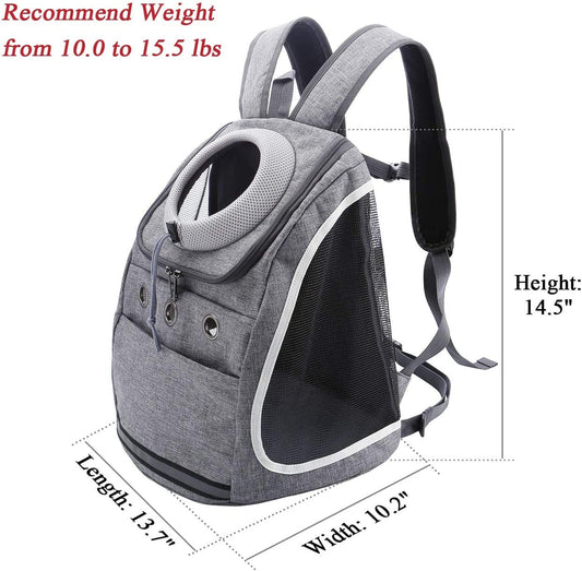 small pet walking backpack, Color: Grey, (10-15 lbs)