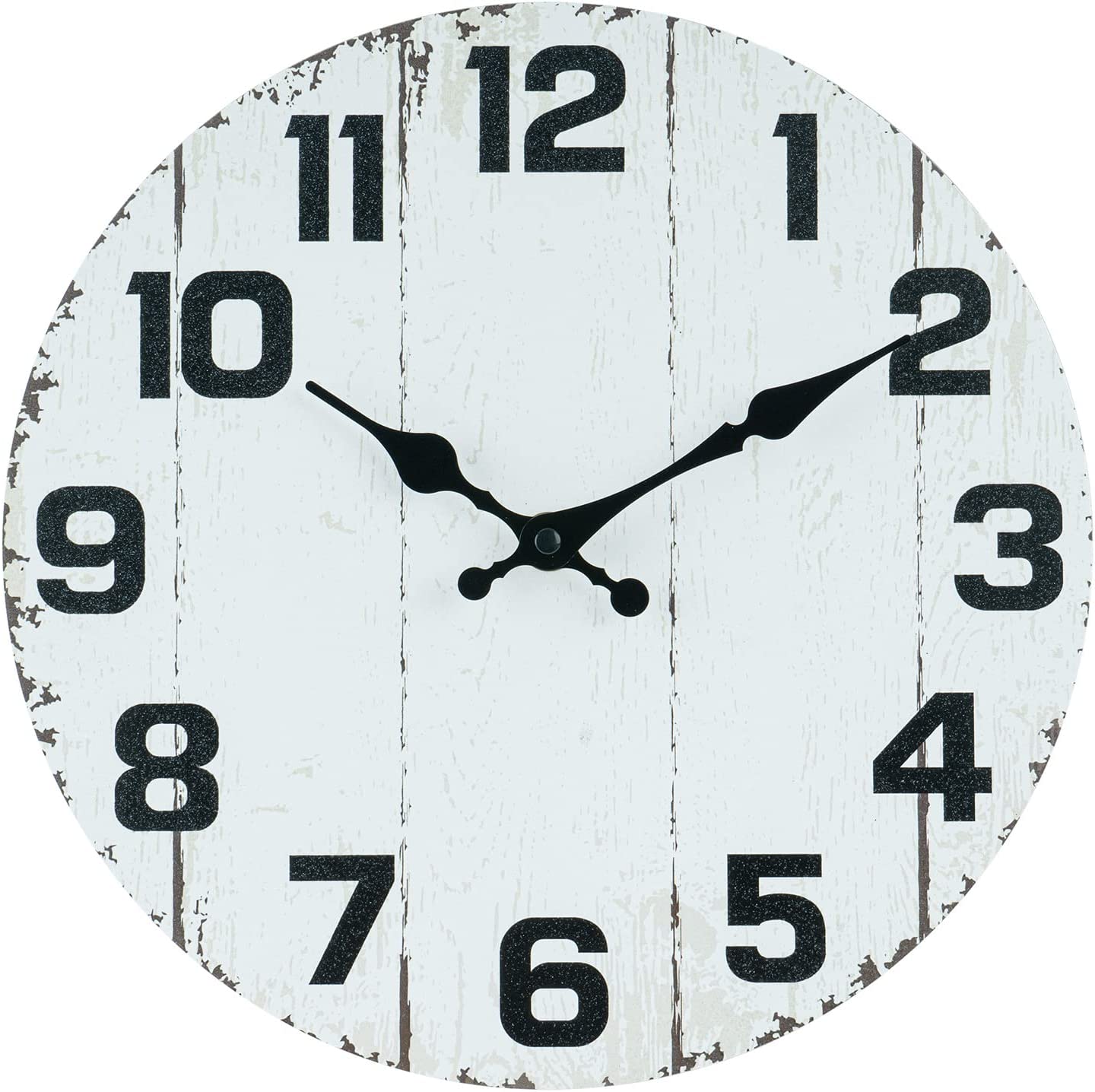 10 Inch Rustic Vintage Wall Clock Non Ticking, (White)