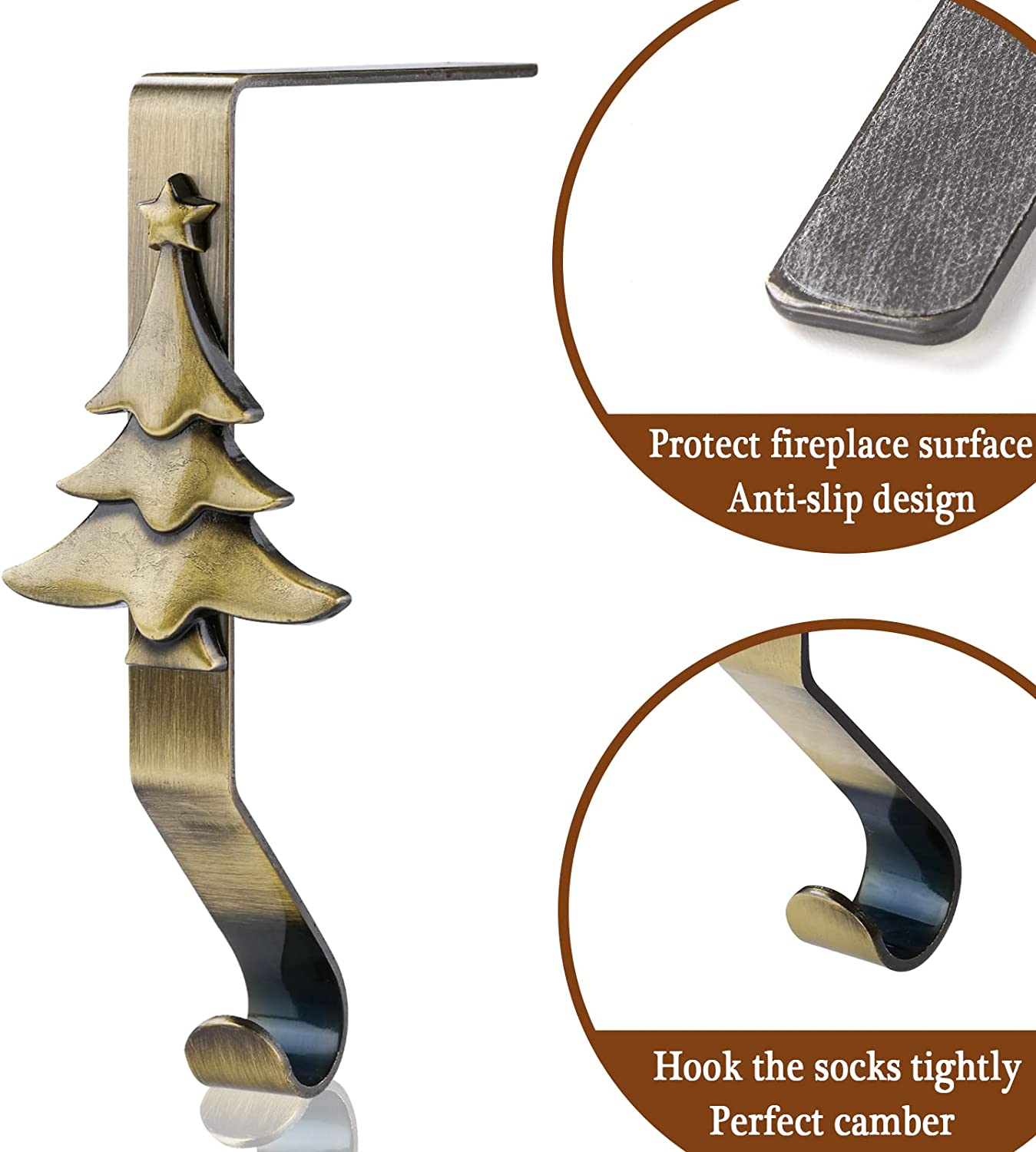 Set of 4 Christmas Stocking Holders, Bronze