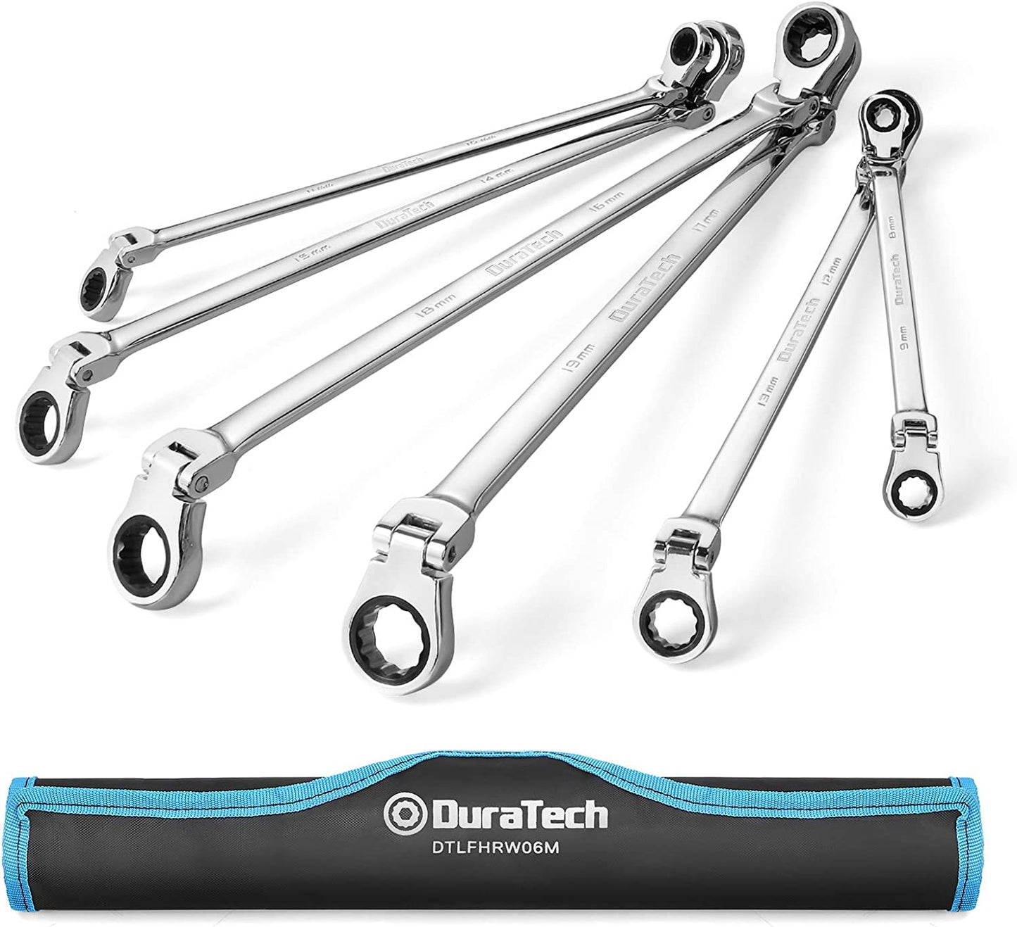 6 Piece Double Box End Ratcheting Wrench Set, 8-19mm