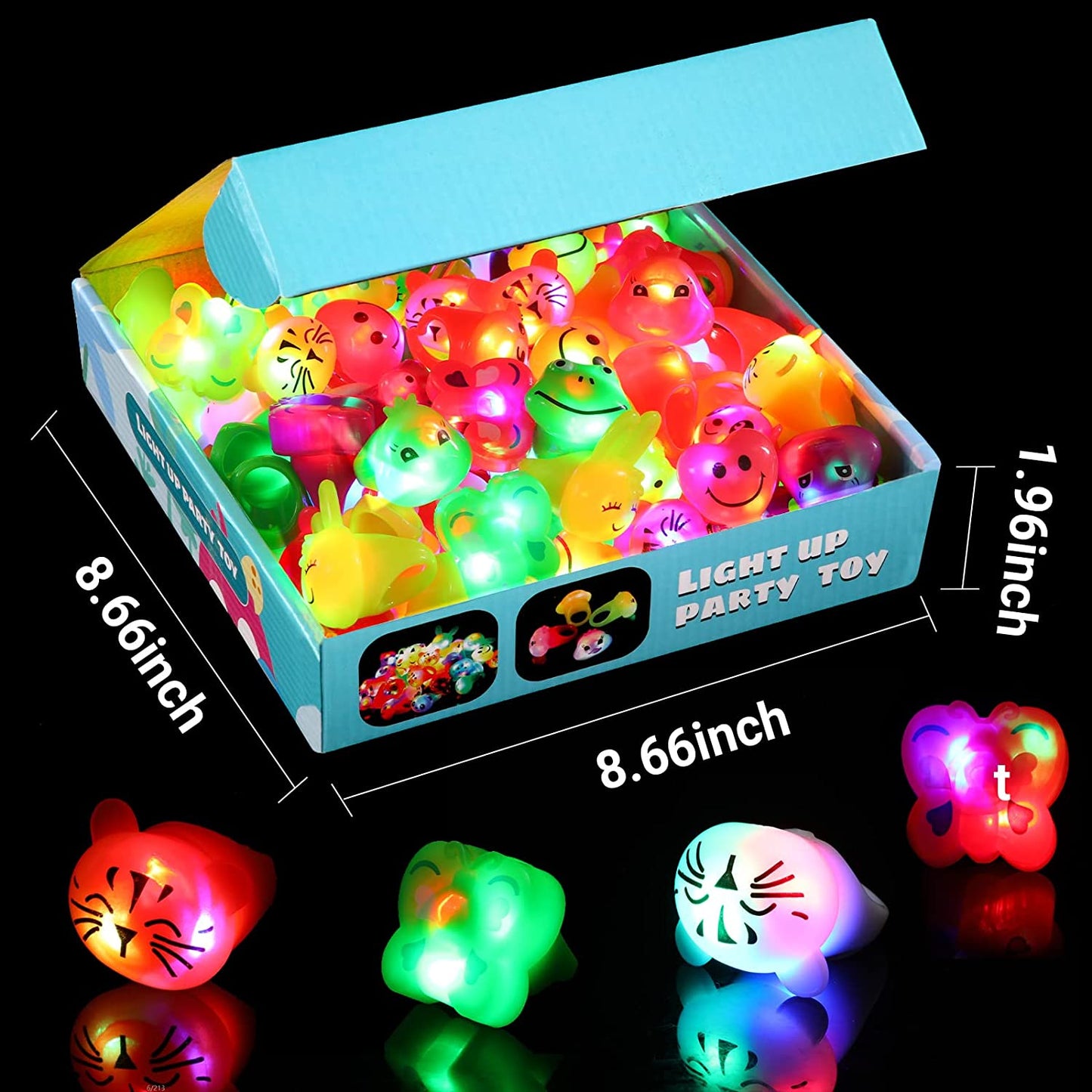 36 Pack Glow in the Dark LED Light Up Silicone Rings