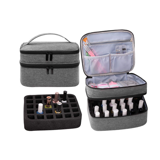 Travel Nail Polish Organizer Holds 30 Bottles (15ml) Gray-Hold