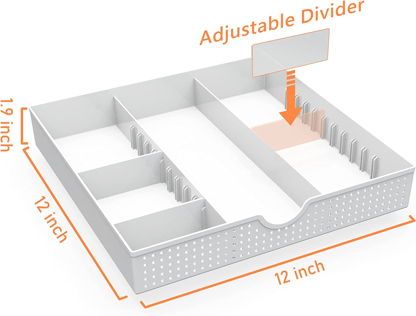 3 slot office organizer with 3 adjustable dividers, color: white