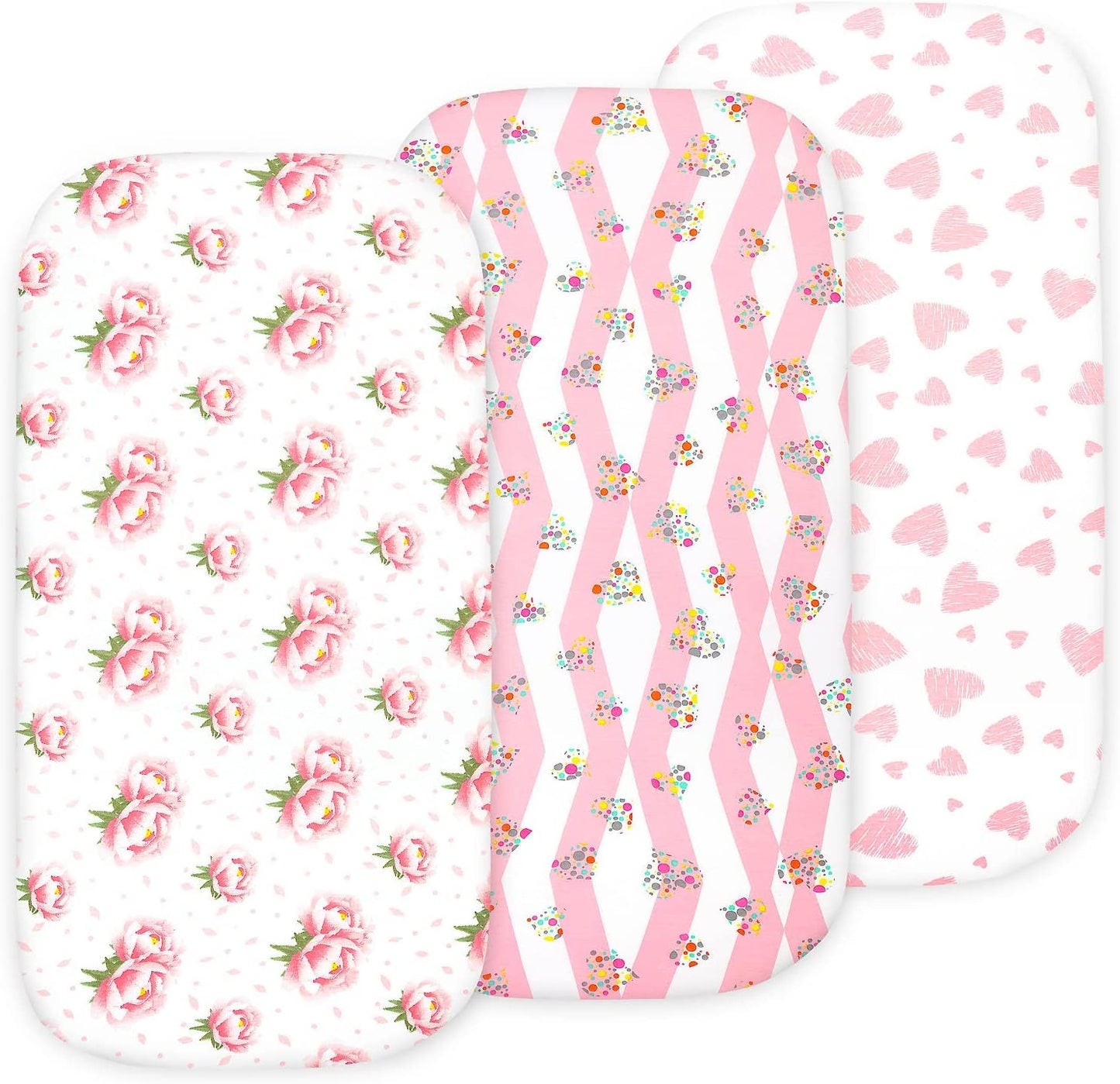 Crib Sheet Set, 3-Pack, 32" x 16" x 4", Rose Pink