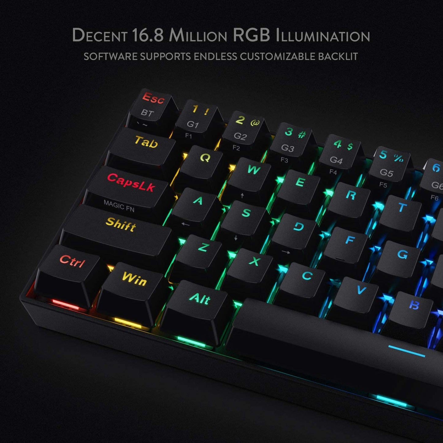 K530 60% Compact RGB Wireless Mechanical Keyboard, 61, Black