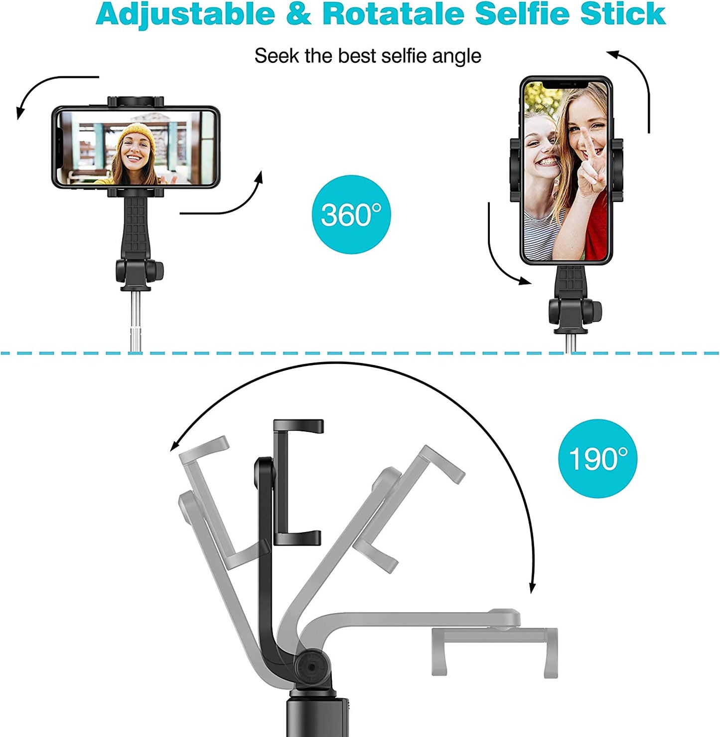 Extendable selfie tripod with wireless remote control