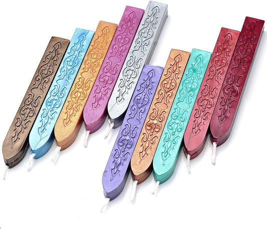 10 wicking sealing wax sticks (mixed color)